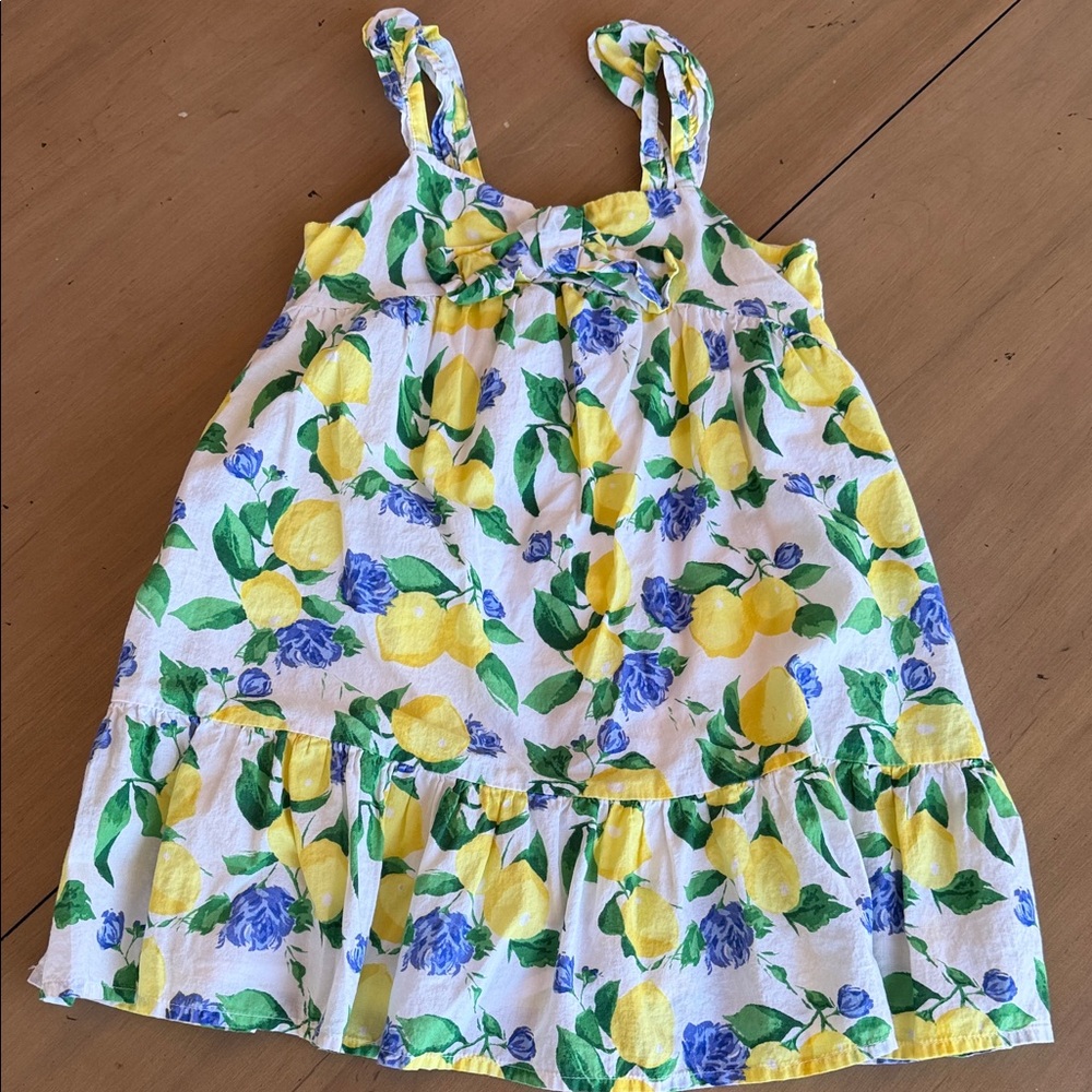 Janie and Jack Lemon Print Dress - Yellow and Blue